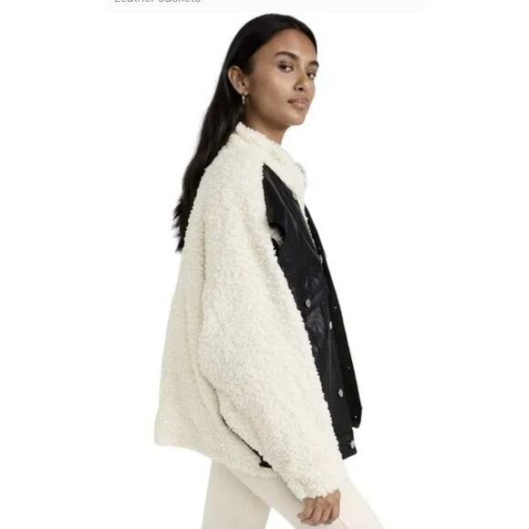 Blank NYC Faux Leather Button Up an Sherpa Zip Up Combo Jacket Oversize XS NWT - Picture 7 of 9